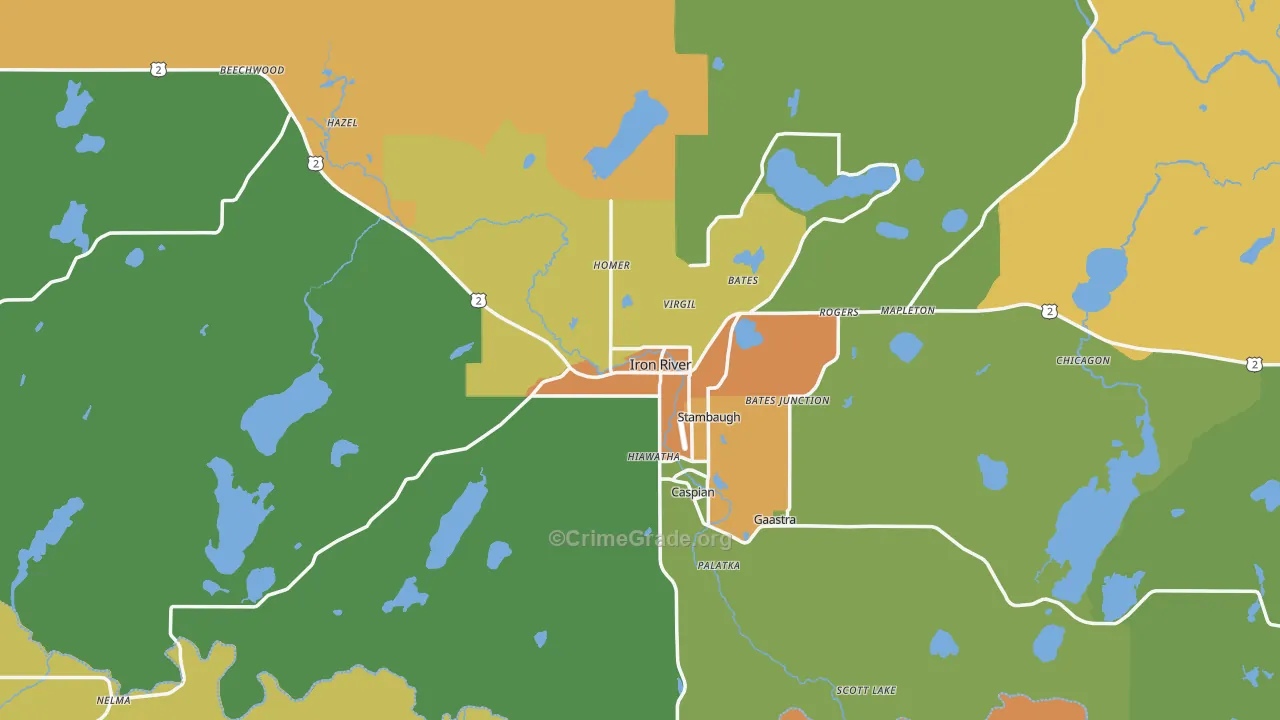 Iron River, MI Map of Vandalism Rates