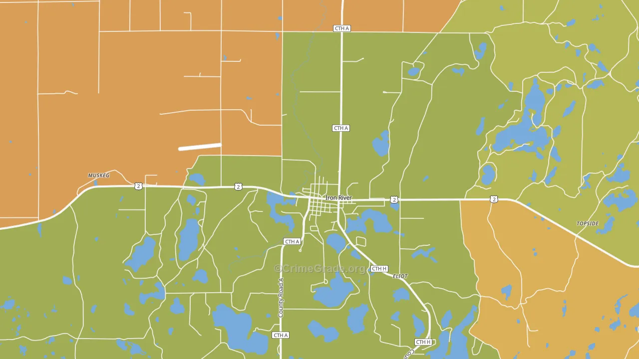 Iron River, WI Map of Vandalism Rates