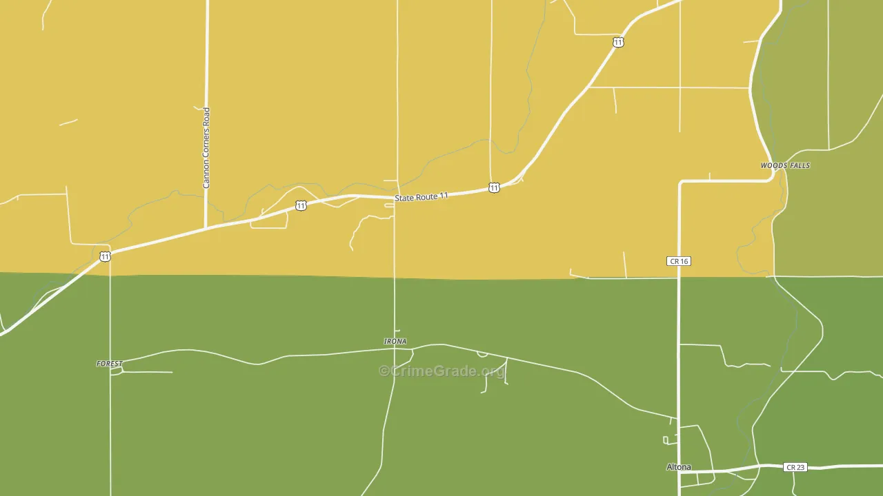Irona, NY Map of Vandalism Rates