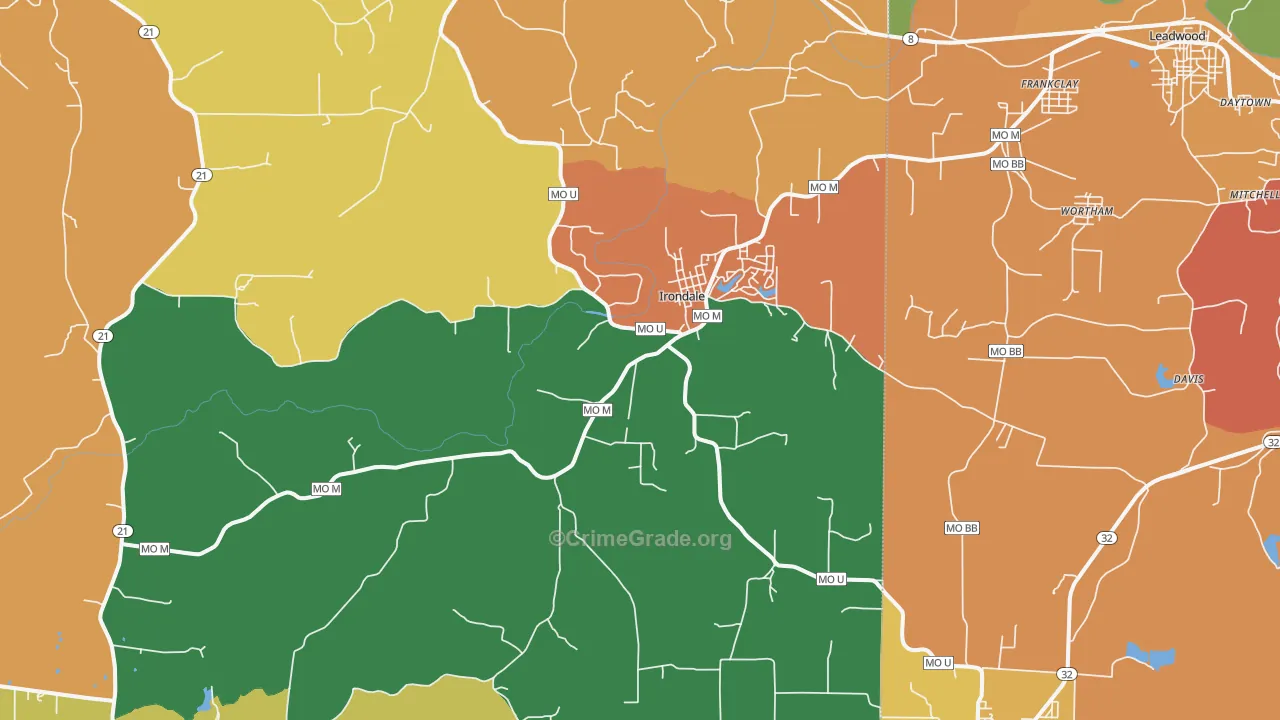 Irondale, MO Map of Vandalism Rates