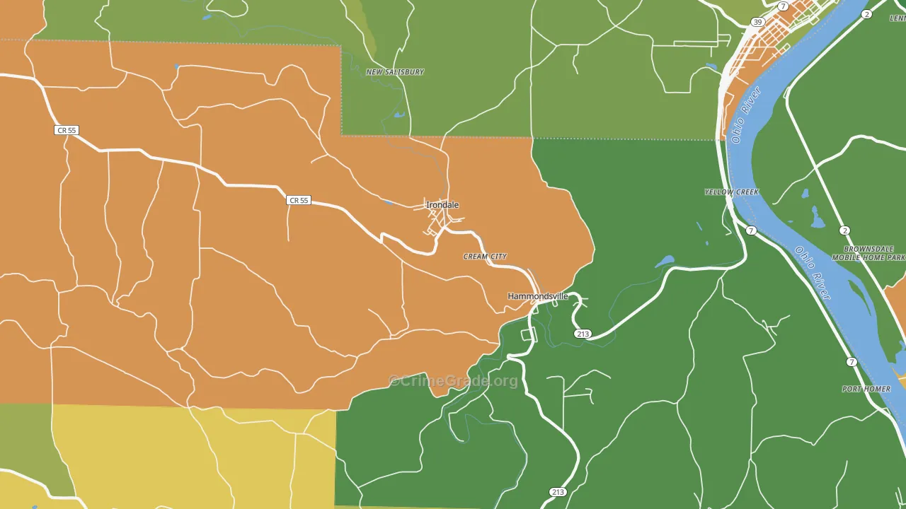 Irondale, OH Map of Vandalism Rates
