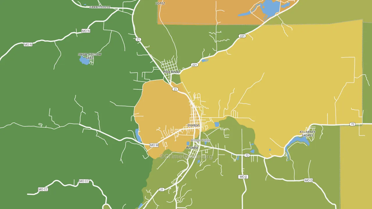 Ironton, MO Map of Vandalism Rates