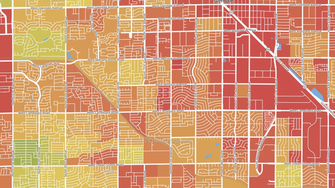Ironwood Terrace, Glendale, AZ Map of Vandalism Rates