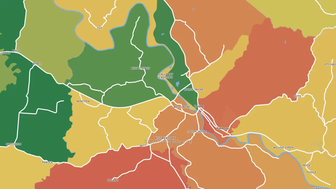 Irvine, KY Map of Vandalism Rates