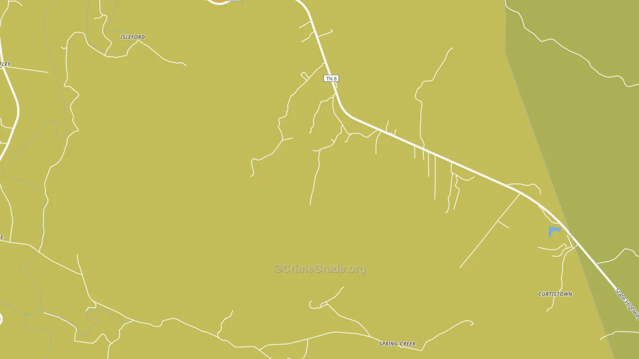 Irving College, TN Map of Vandalism Rates