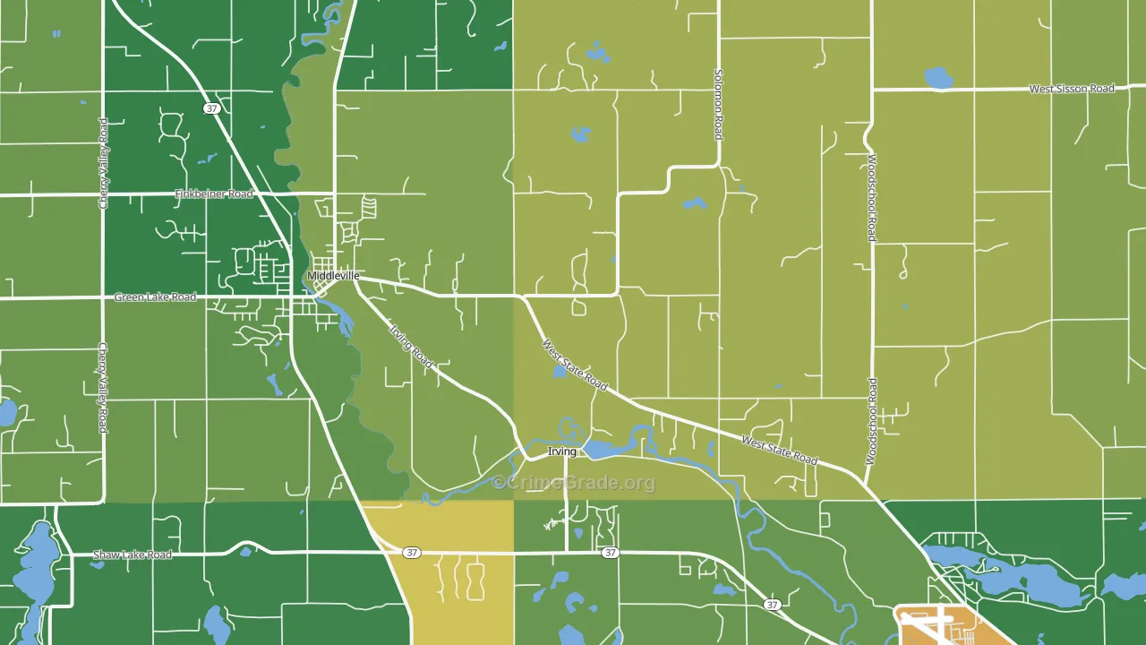 Irving, MI Map of Vandalism Rates