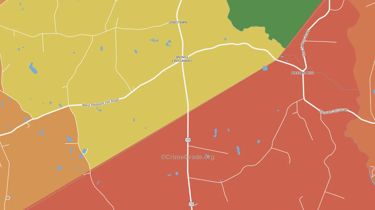 Irvings Crossroads, NC Map of Vandalism Rates