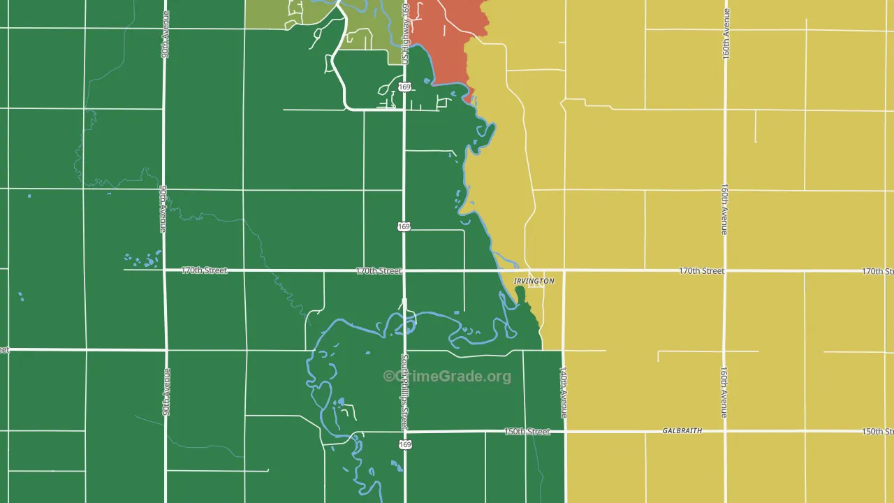 Irvington, IA Map of Vandalism Rates