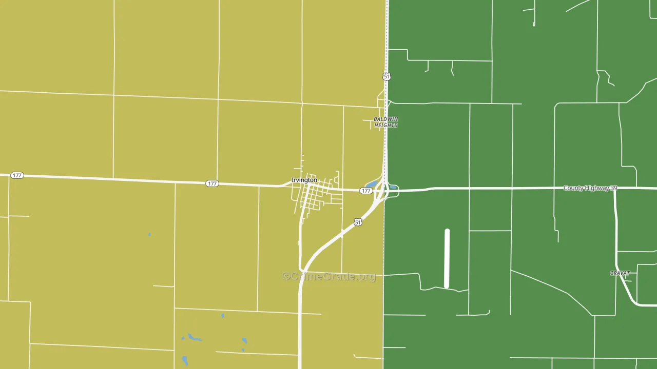 Irvington, IL Map of Vandalism Rates