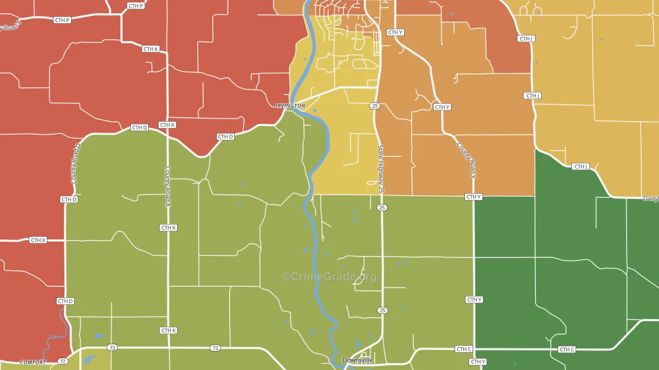 Irvington, WI Map of Vandalism Rates