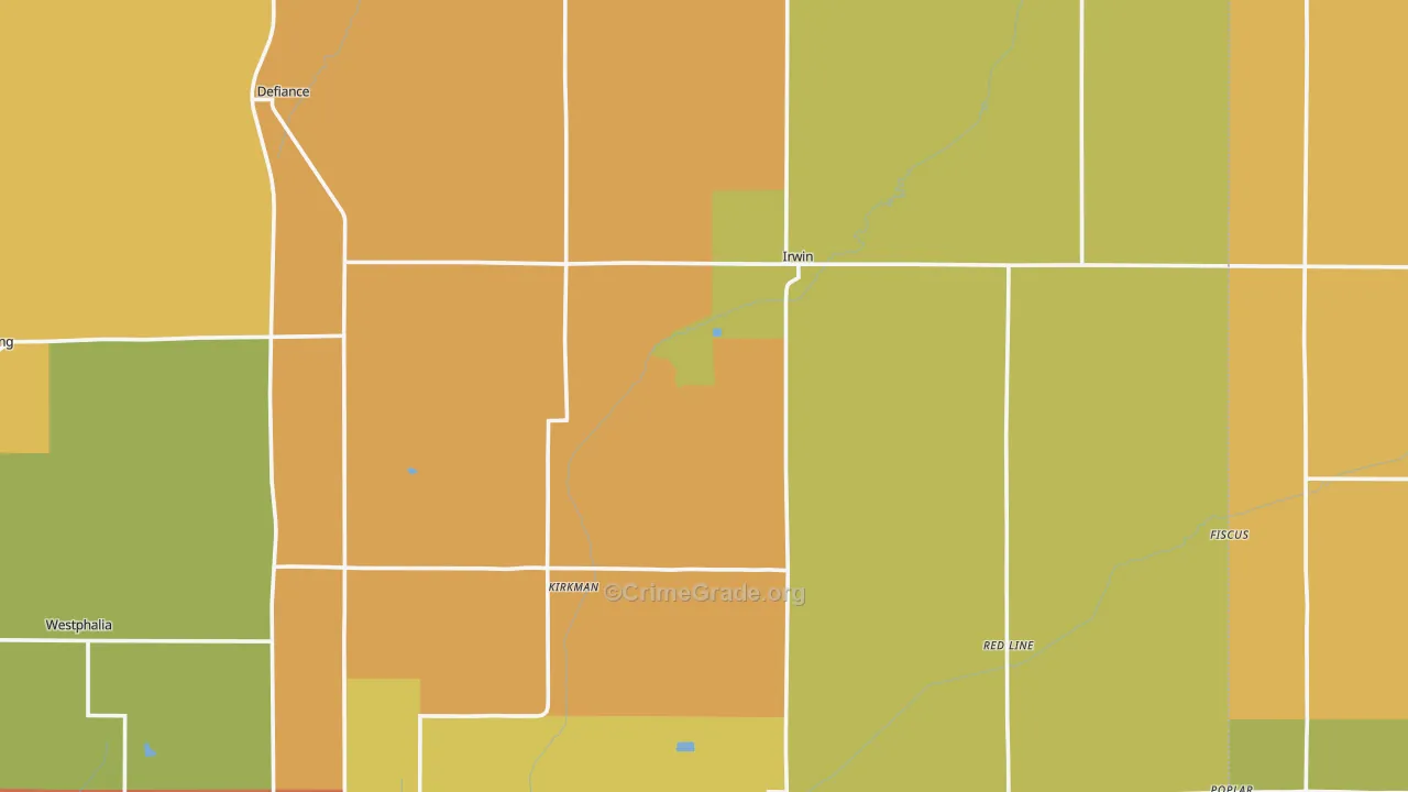 Irwin, IA Map of Vandalism Rates