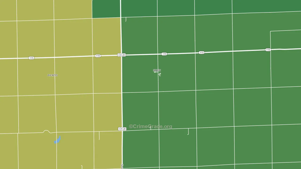 Irwin, IL Map of Vandalism Rates