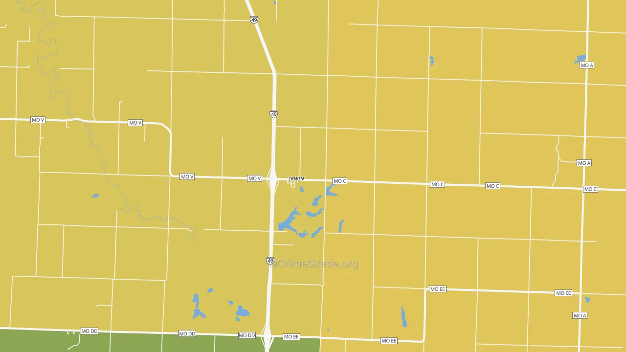 Irwin, MO Map of Vandalism Rates