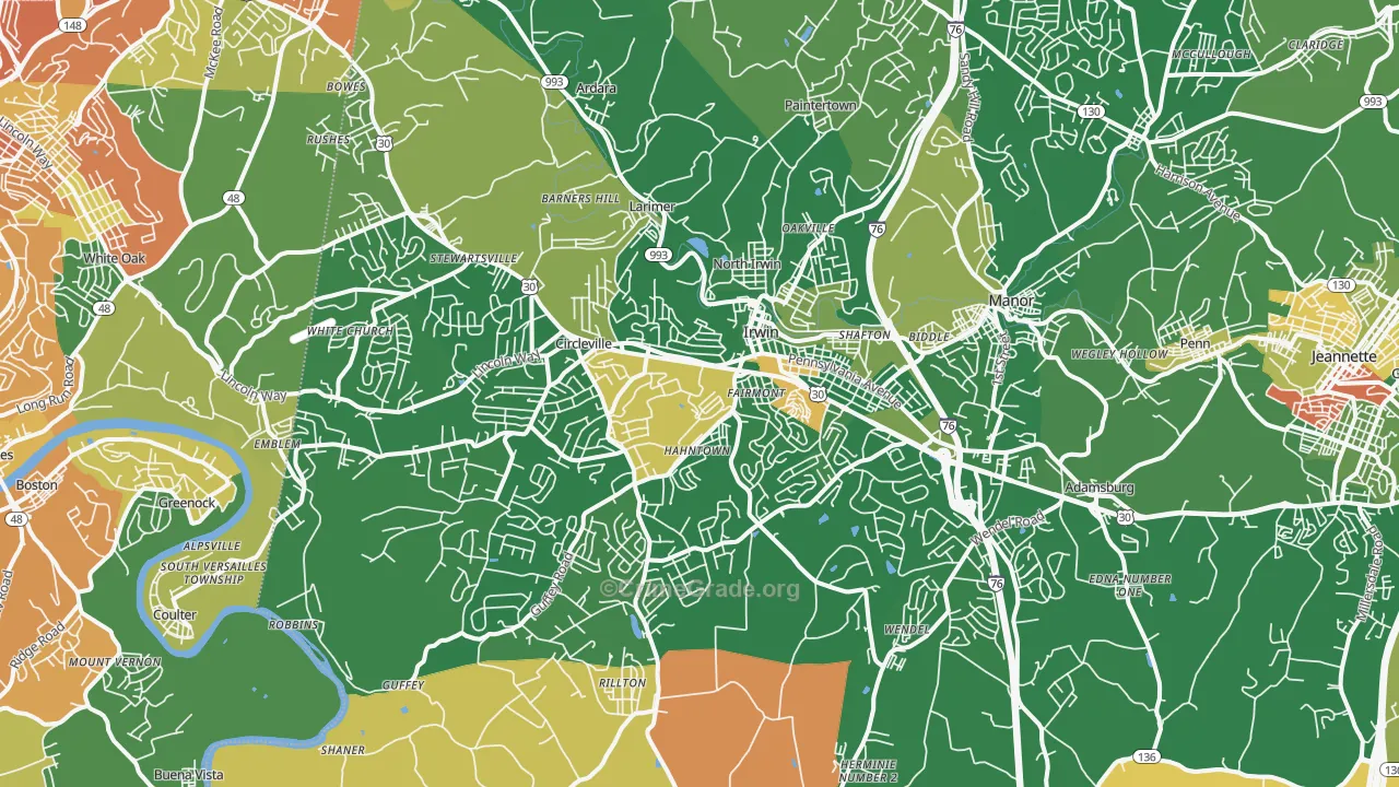 Irwin, PA Map of Vandalism Rates
