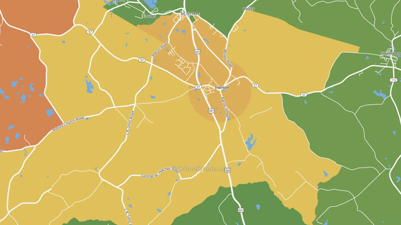 Irwinton, GA Map of Vandalism Rates