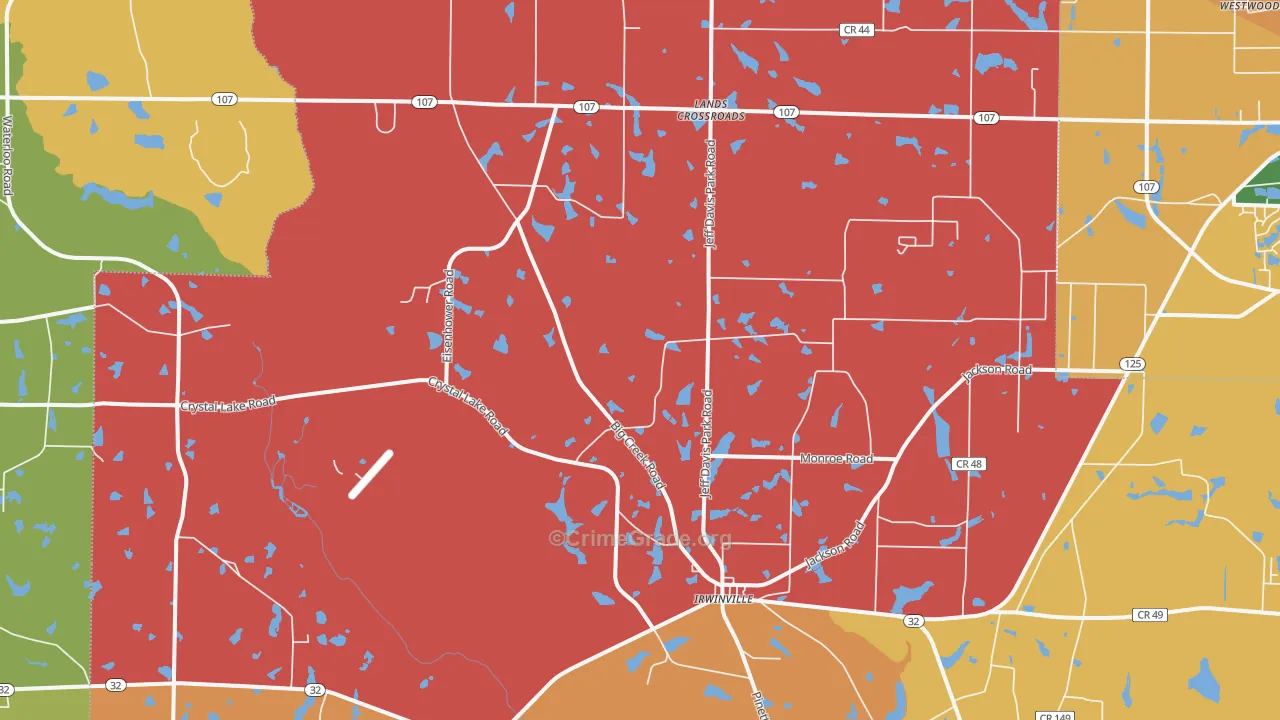 Irwinville, GA Map of Vandalism Rates