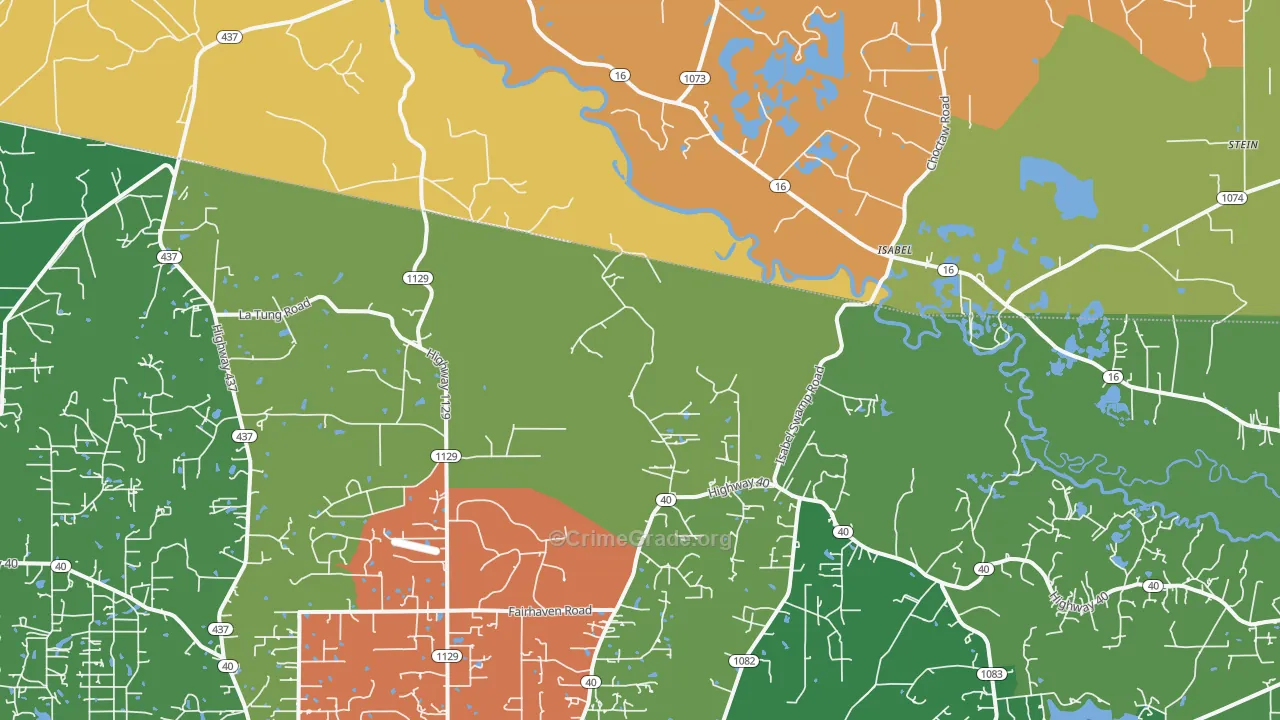 Isabel, LA Map of Vandalism Rates