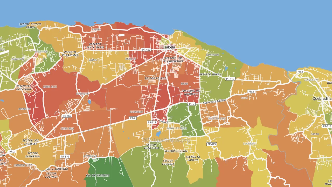 Isabela, PR Map of Vandalism Rates