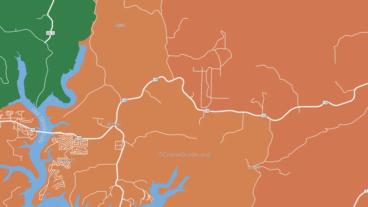 Isabella, MO Map of Vandalism Rates