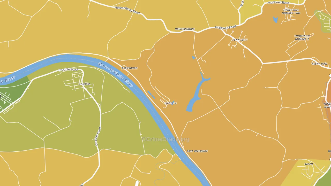Isabella, PA Map of Vandalism Rates