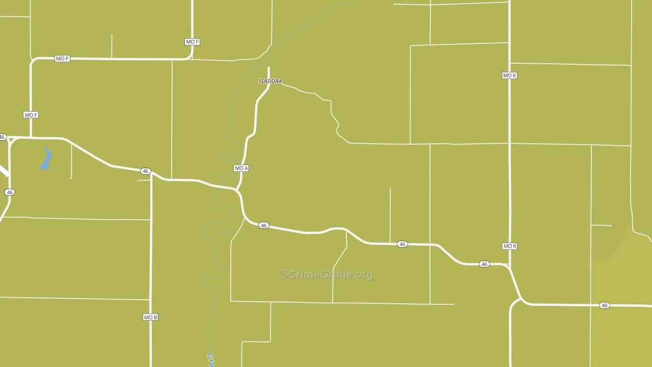 Isadora, MO Map of Vandalism Rates