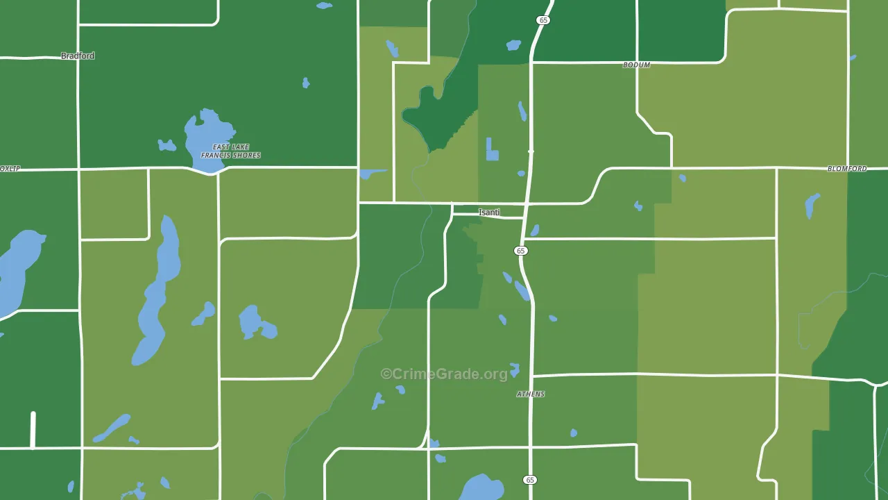 Isanti, MN Map of Vandalism Rates