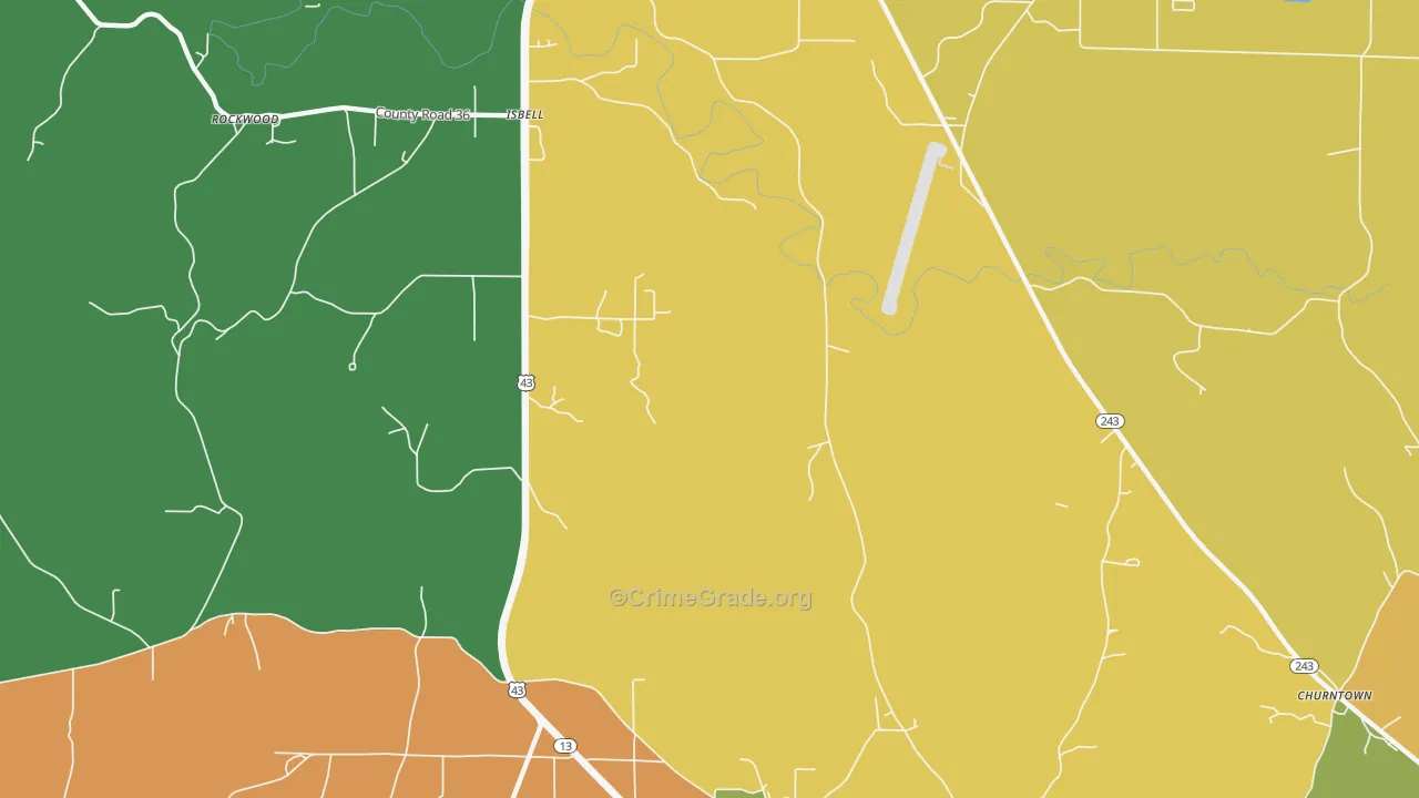 Isbell, AL Map of Vandalism Rates