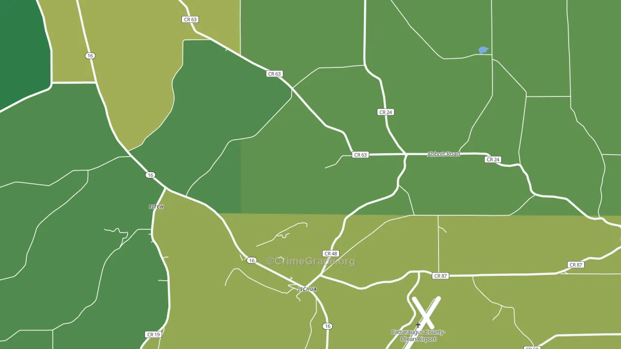Ischua, NY Map of Vandalism Rates