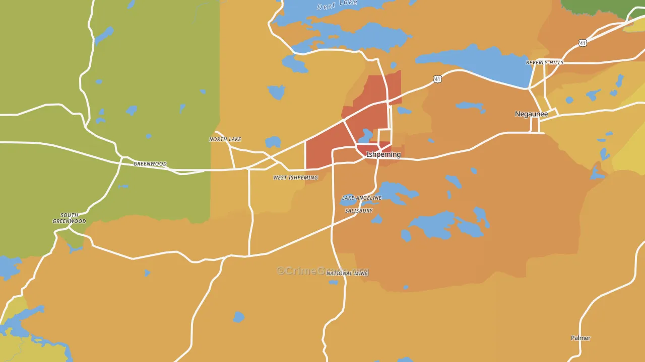 Ishpeming, MI Map of Vandalism Rates