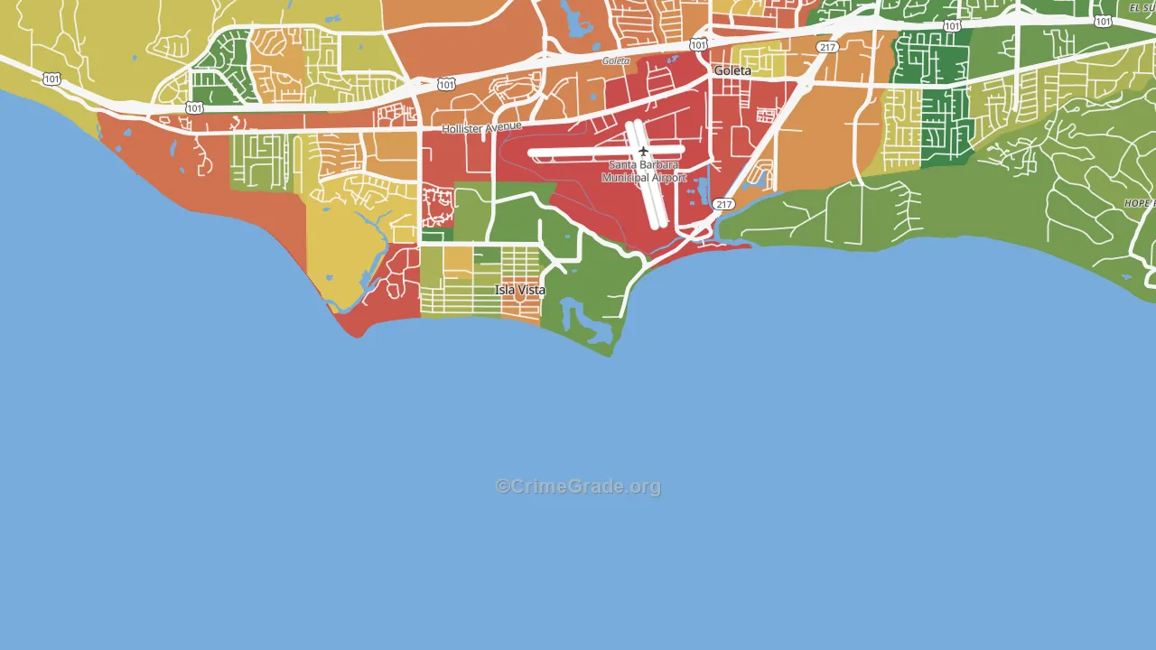 Isla Vista, CA Map of Vandalism Rates