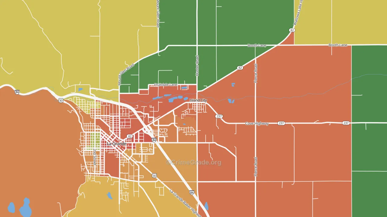 Island City, OR Map of Vandalism Rates