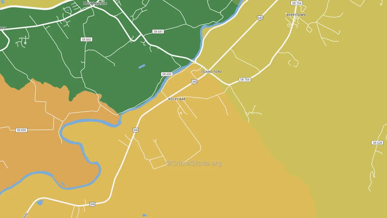 Island Ford, VA Map of Vandalism Rates