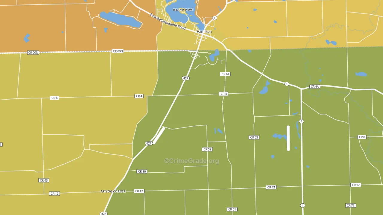 Island Park, IN Map of Vandalism Rates
