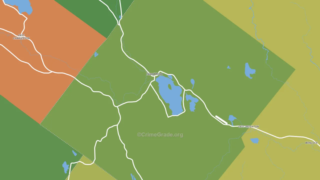 Island Pond, VT Map of Vandalism Rates