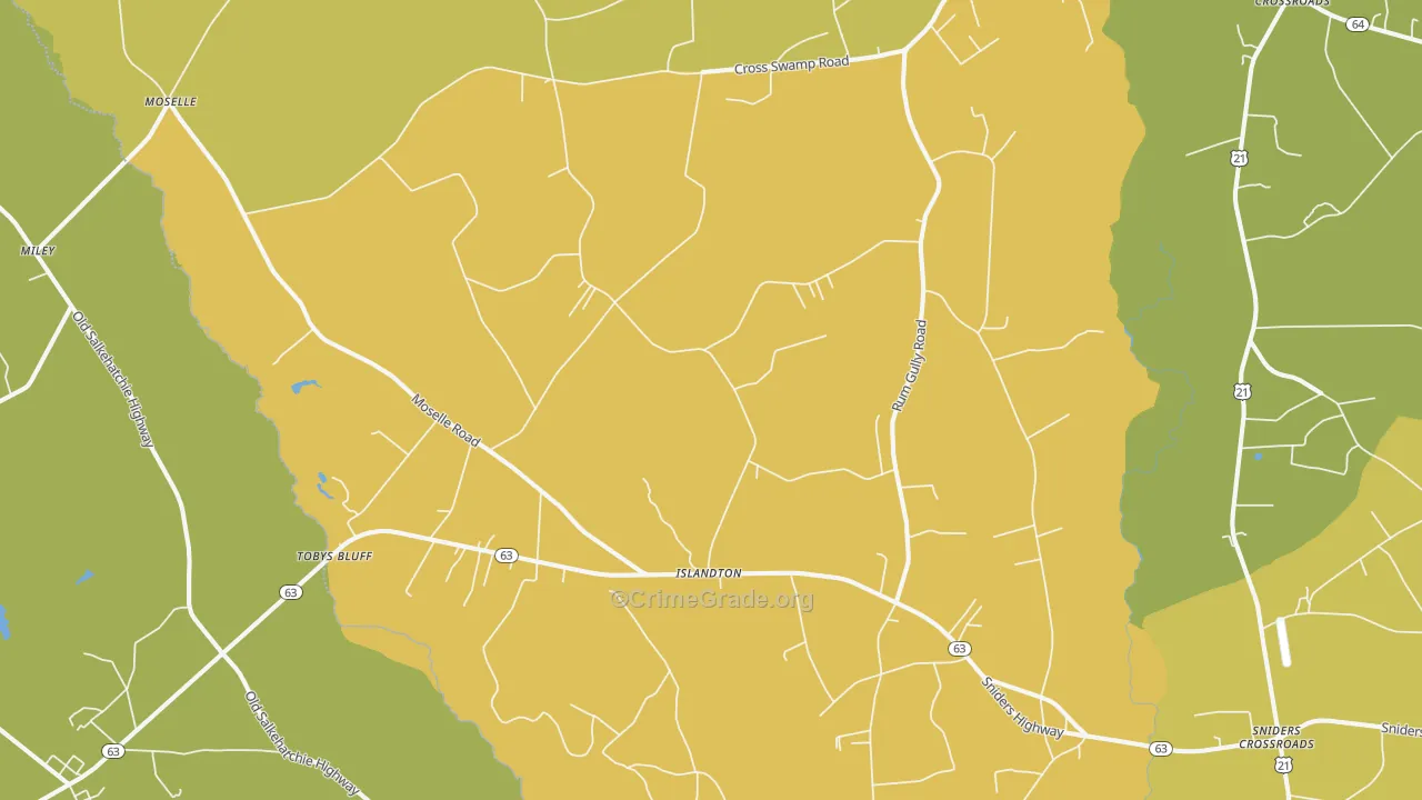 Islandton, SC Map of Vandalism Rates