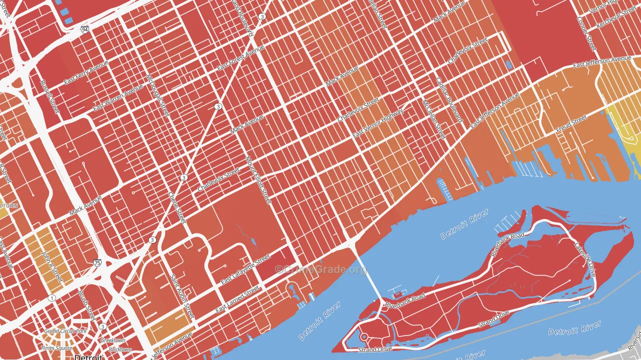 Islandview, Detroit, MI Map of Vandalism Rates