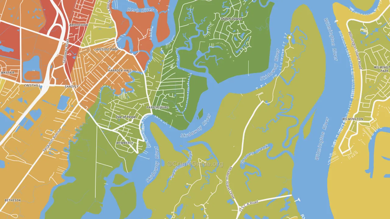 Isle of Hope, GA Map of Vandalism Rates