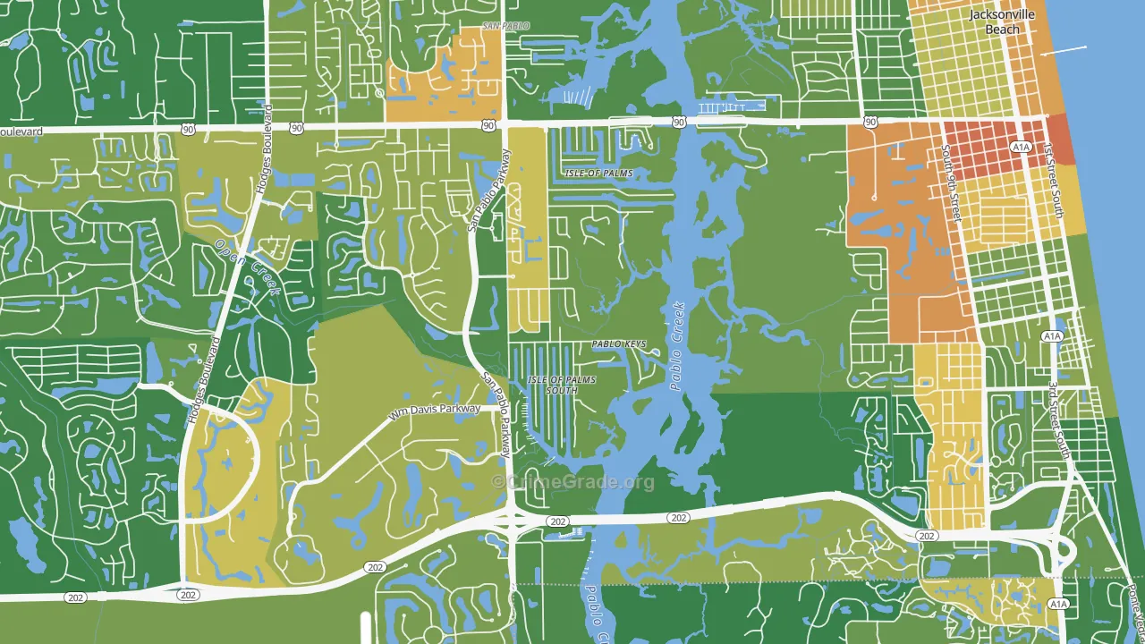 Isle of Palms, Jacksonville Beach, FL Map of Vandalism Rates