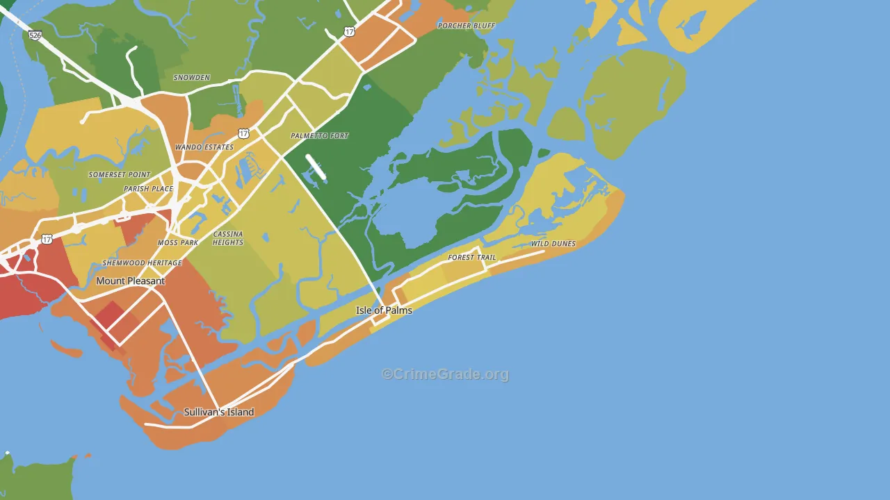 Isle Of Palms, SC Map of Vandalism Rates