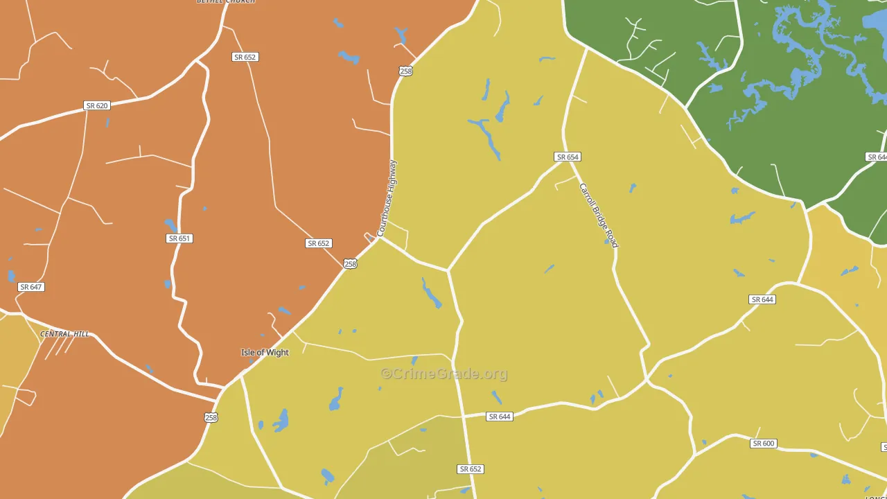 Isle of Wight, VA Map of Vandalism Rates