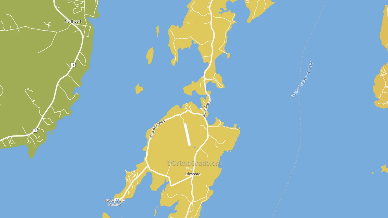 Islesboro, ME Map of Vandalism Rates
