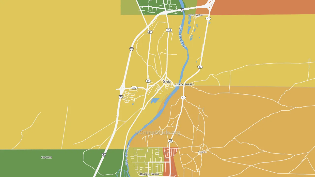 Isleta, NM Map of Vandalism Rates