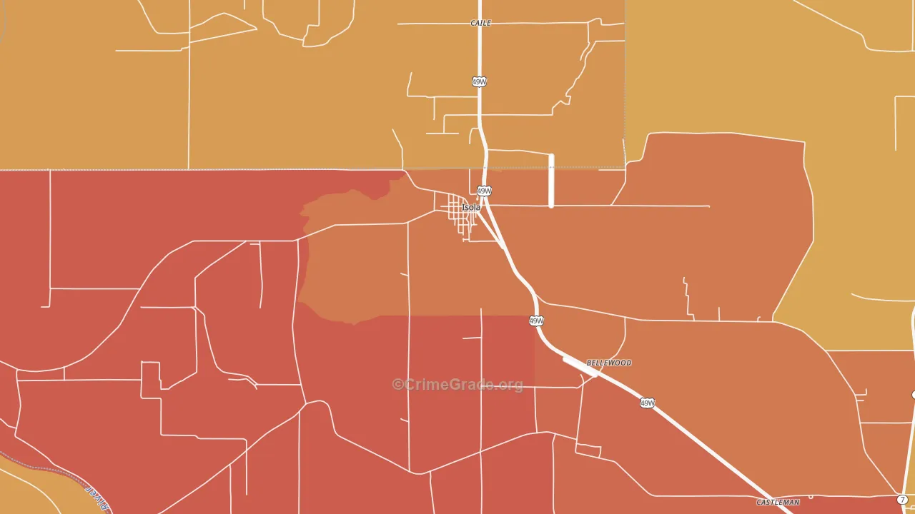 Isola, MS Map of Vandalism Rates