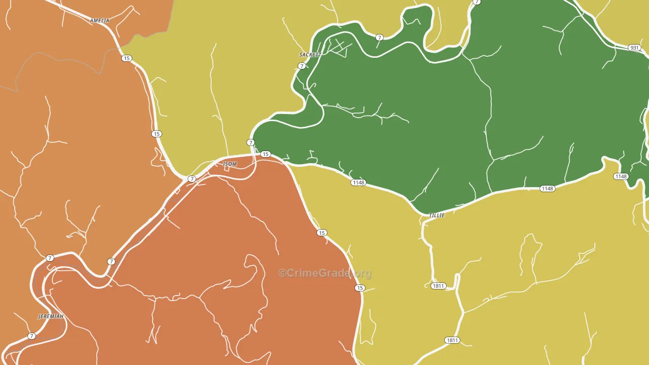 Isom, KY Map of Vandalism Rates