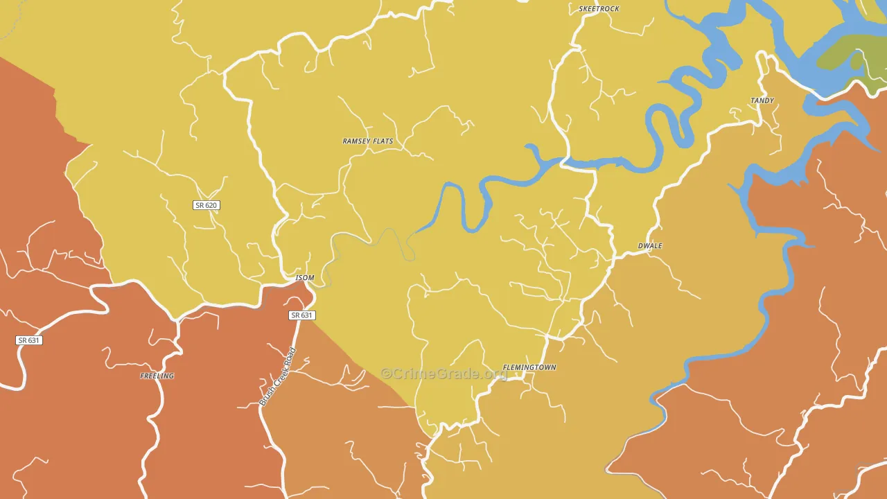 Isom, VA Map of Vandalism Rates