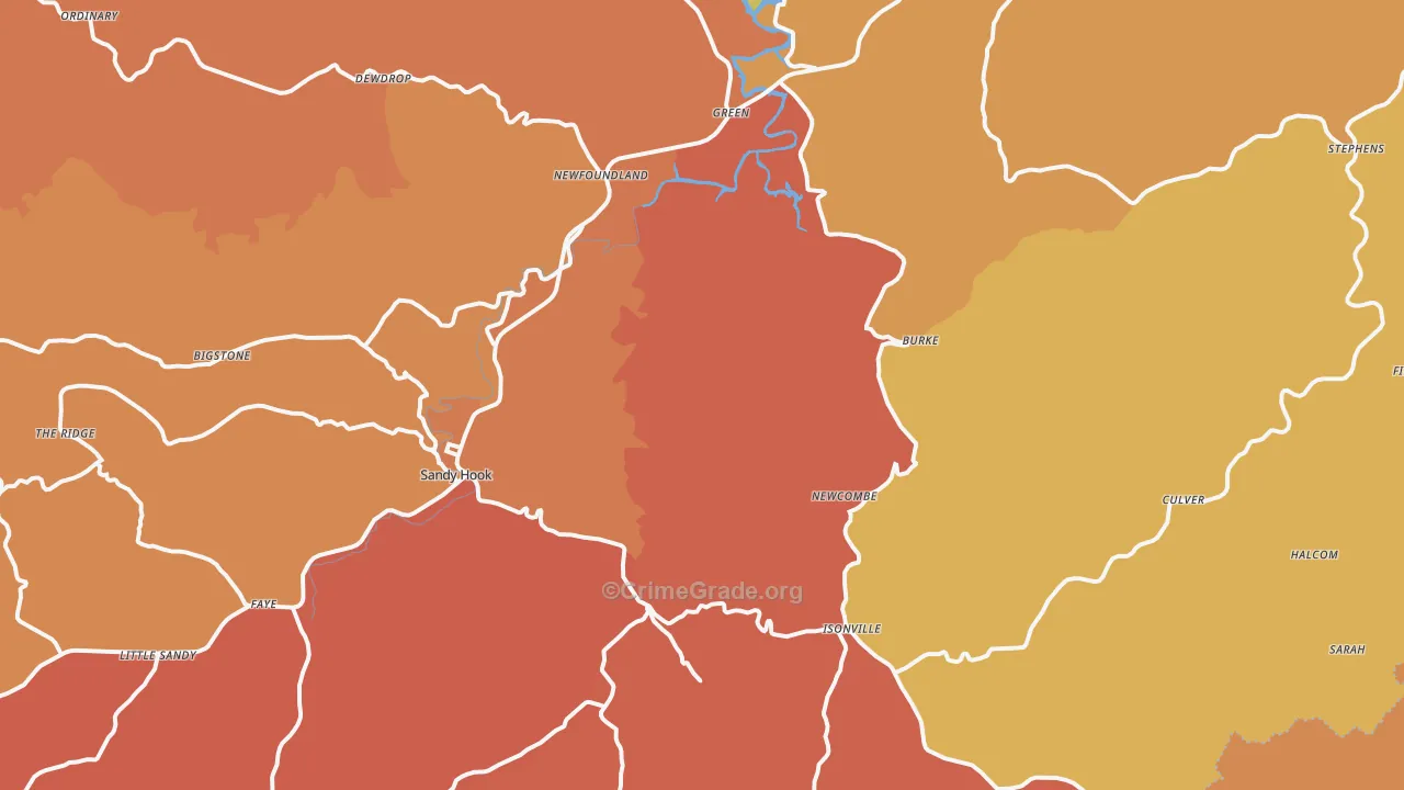 Isonville, KY Map of Vandalism Rates