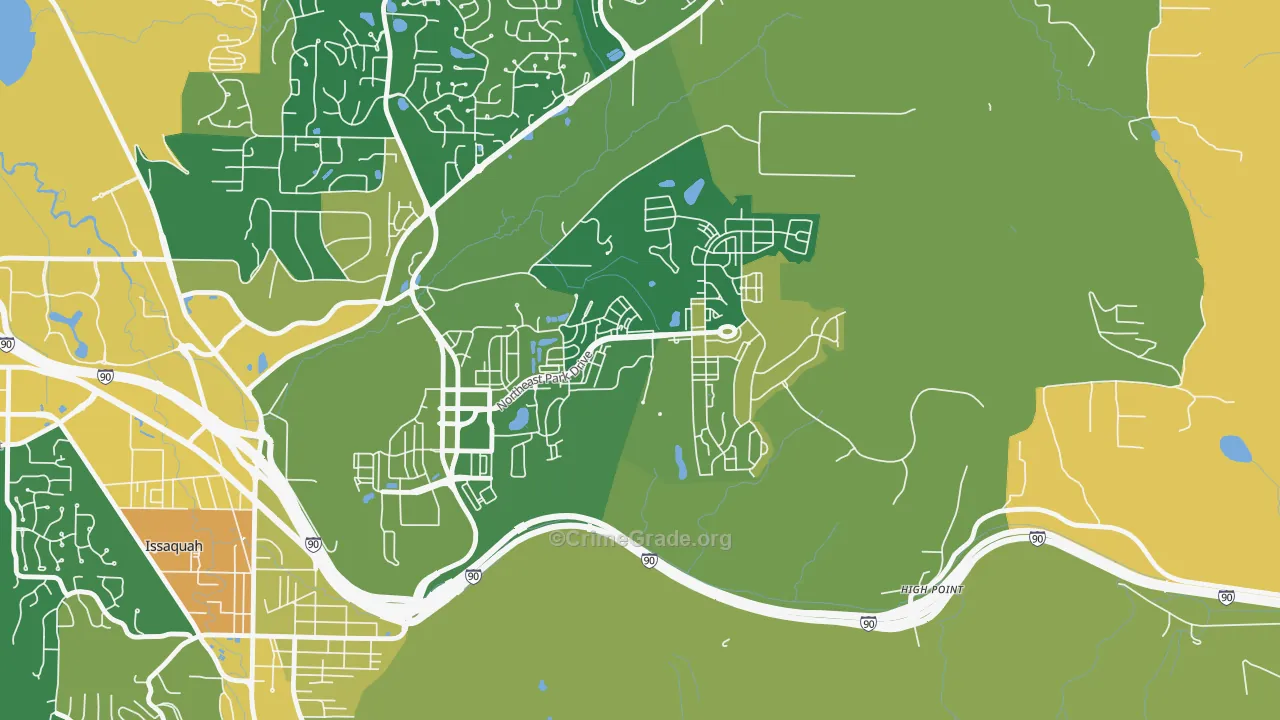 Issaquah Highlands, Issaquah, WA Map of Vandalism Rates