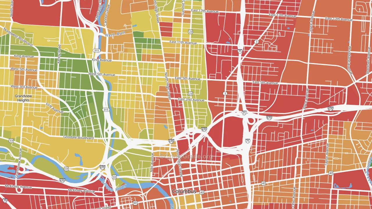 Italian Village, Columbus, OH Map of Vandalism Rates