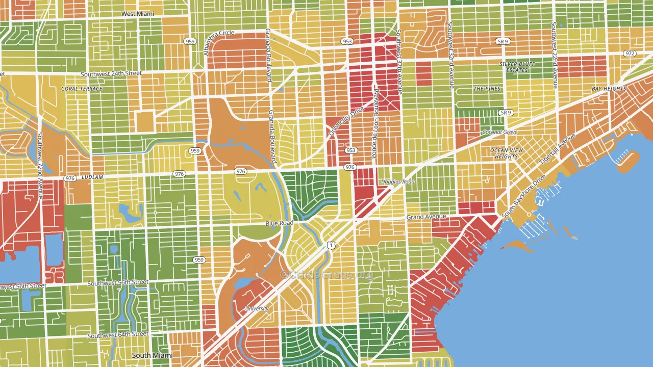 Italian Village, Coral Gables, FL Map of Vandalism Rates
