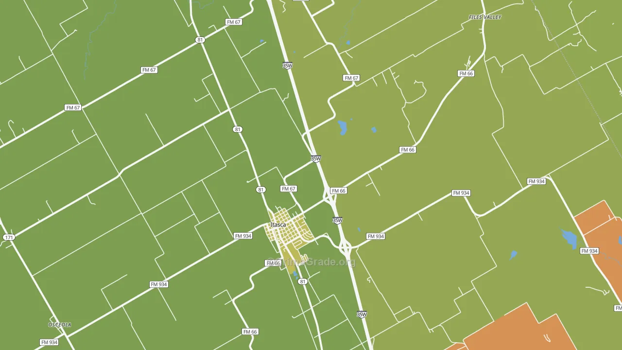 Itasca, TX Map of Vandalism Rates